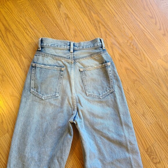 MOUSSY VINTAGE TIFTON WIDE STRAIGHT JEANS HIGH RISE RIPPED ANKLE RIGID DENIM 24 - Picture 7 of 8